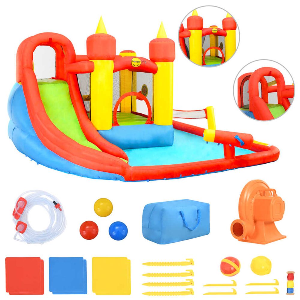 Château gonflable avec toboggan et piscine 410x385x220cm pvc
