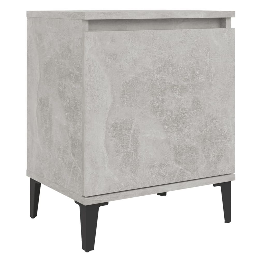 Table de chevet avec pieds en métal gris béton 40x30x50 cm