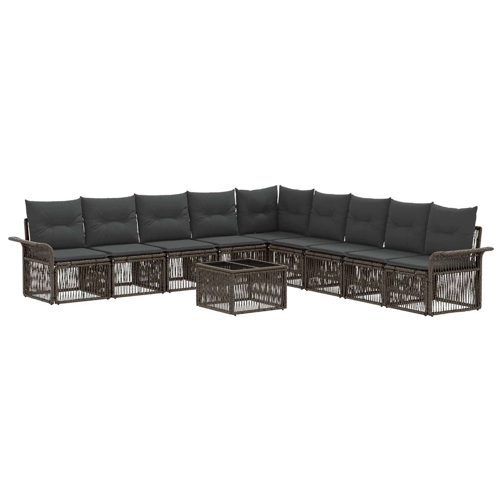 Ensemble de canapé de jardin 10 pc gris polyrotin