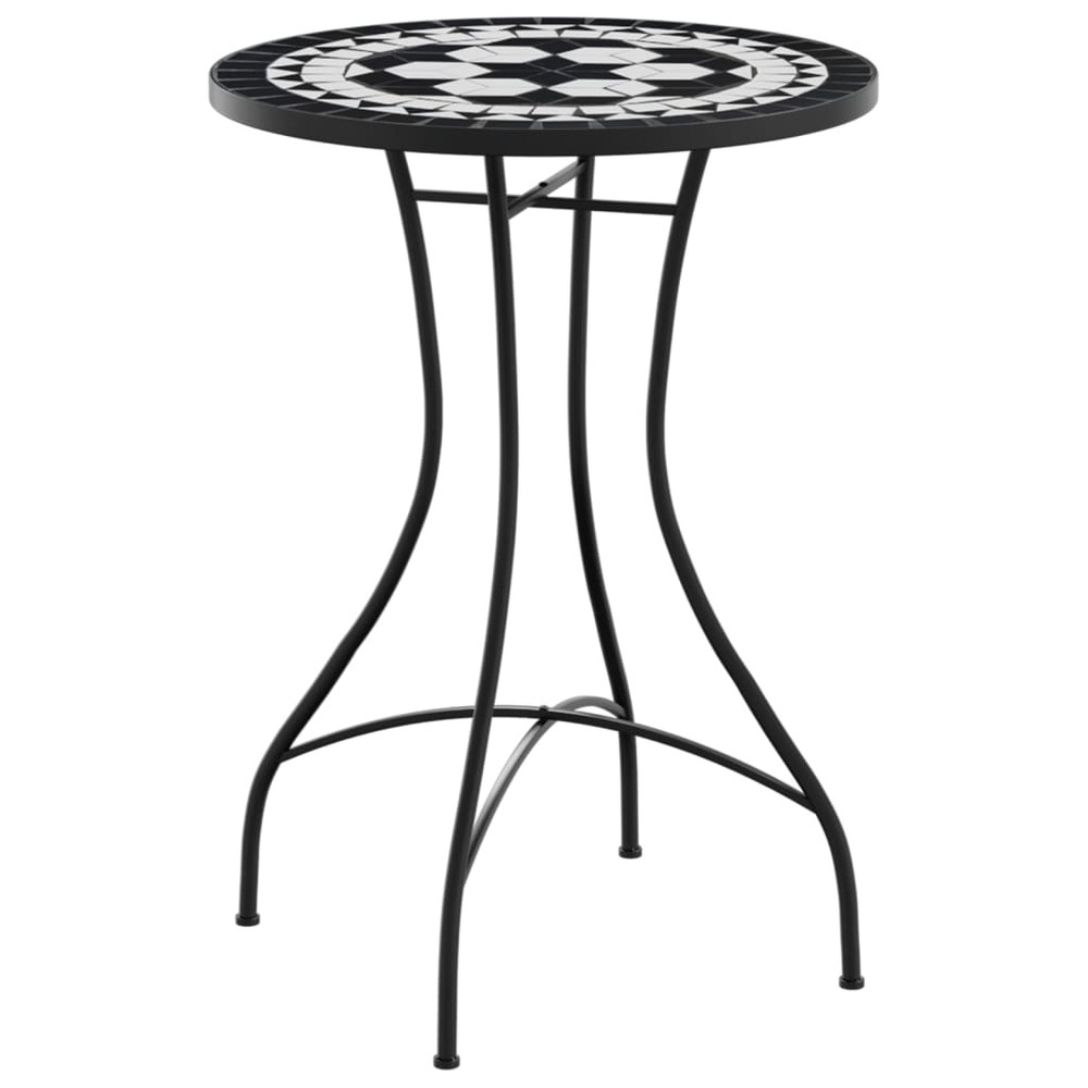 Table de bistro mosaïque noir et blanc ø50x70 cm céramique