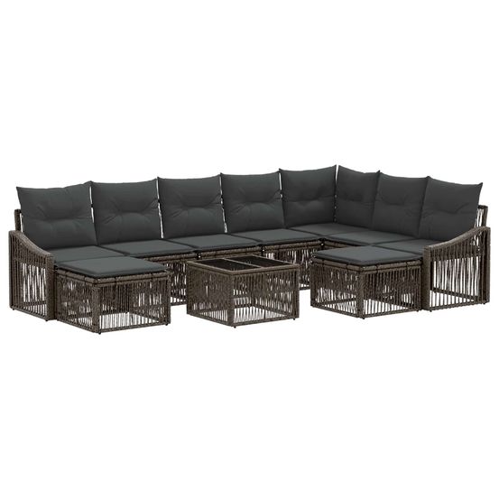 Ensemble de canapé de jardin 10 pc gris polyrotin