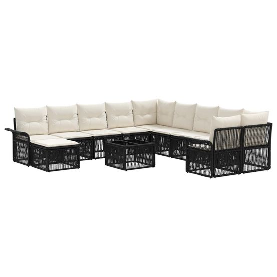 Ensemble de canapé de jardin 12 pc noir et blanc crème