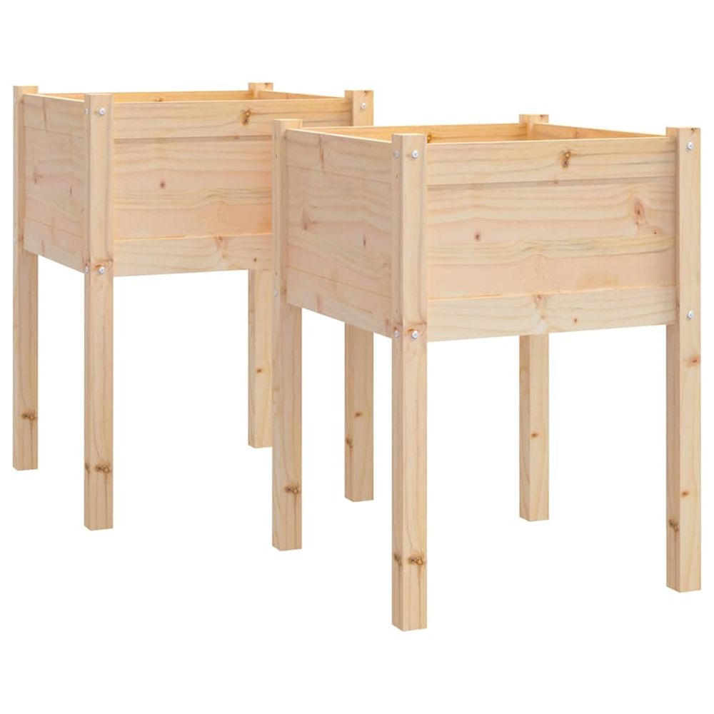 Jardinière d'extérieurs d'extérieur 2 pcs 50x50x70 cm bois de pin massif