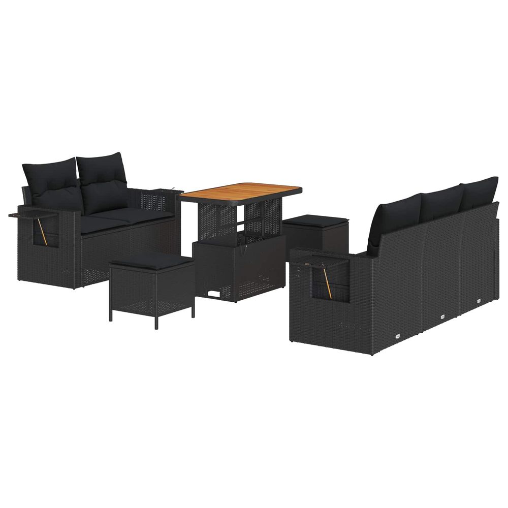 Ensemble de canapé de jardin 10 pc noir polyrotin
