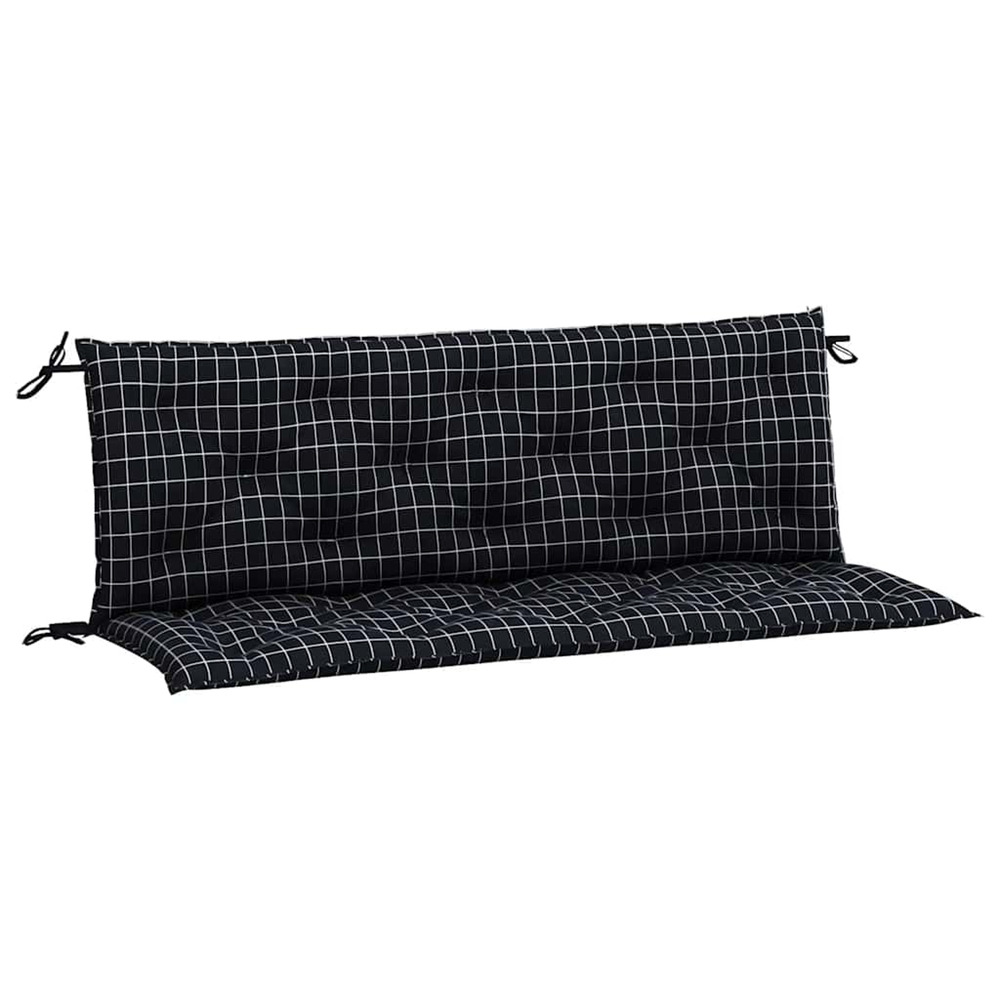 Coussins de banc de jardin lot de 2 carreaux noir 150x50x7 cm