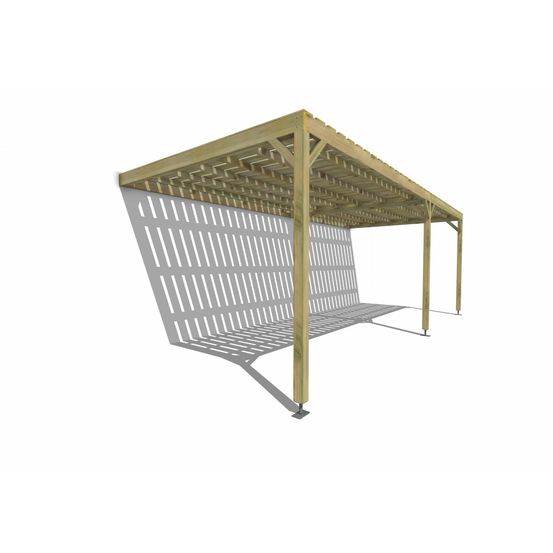 Pergola bois • 7m x 3m • adossée • sens largeur • platelage bois • livraison comprise