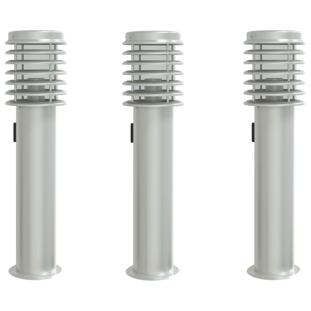 Lampadaires d'extérieur et sortie 3pcs argenté acier inoxydable