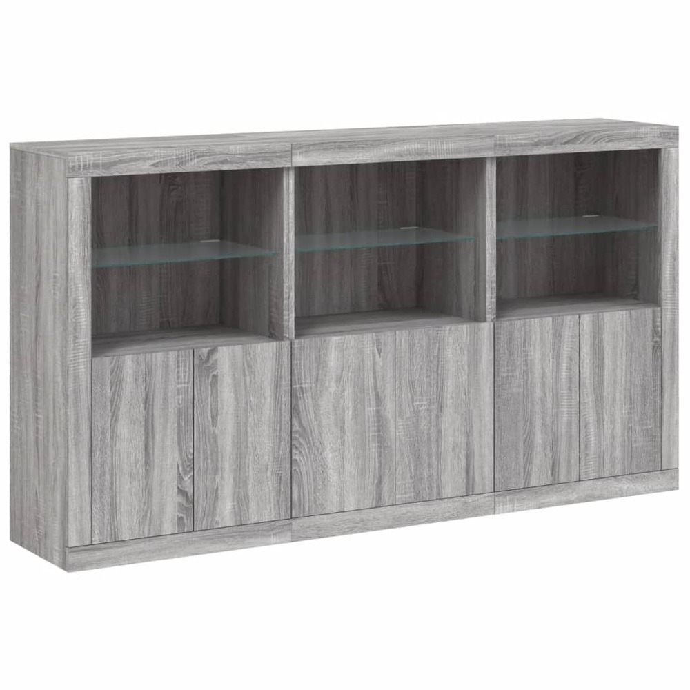 Buffet bahut commode armoire meuble de rangement organisateur cuisine salle de séjour salon avec lumières led sonoma 181,5 x