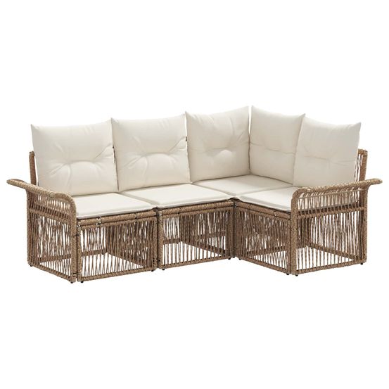 Ensemble de canapé de jardin 4 pc beige polyrotin
