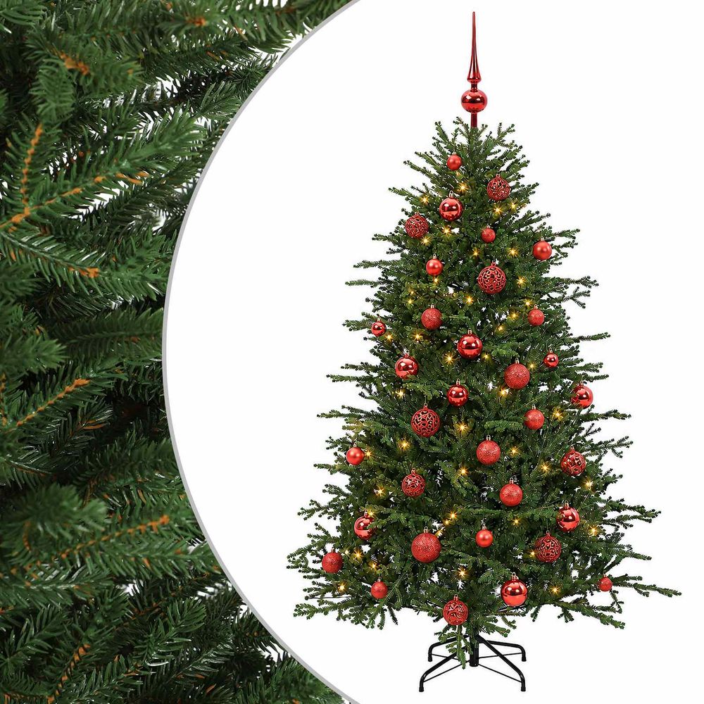 Sapin de noël artificiel avec boules 120 cm 150 led blanc chaud