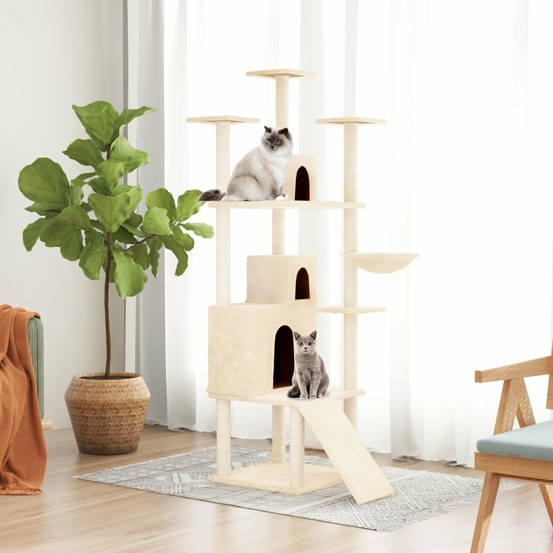 Arbre à chat avec griffoirs en sisal crème 175 cm