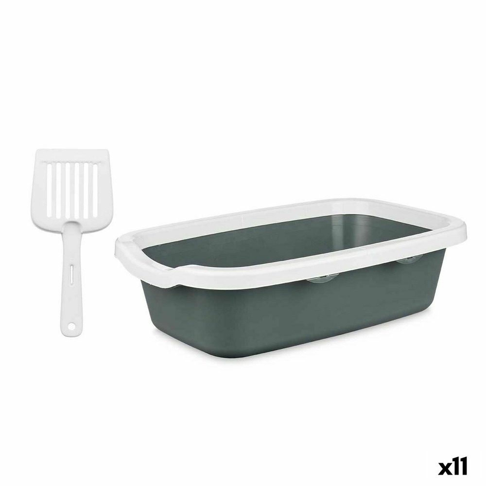 Bac à litière pour chats blanc anthracite plastique 25 x 11 x 2 cm (11 unités)