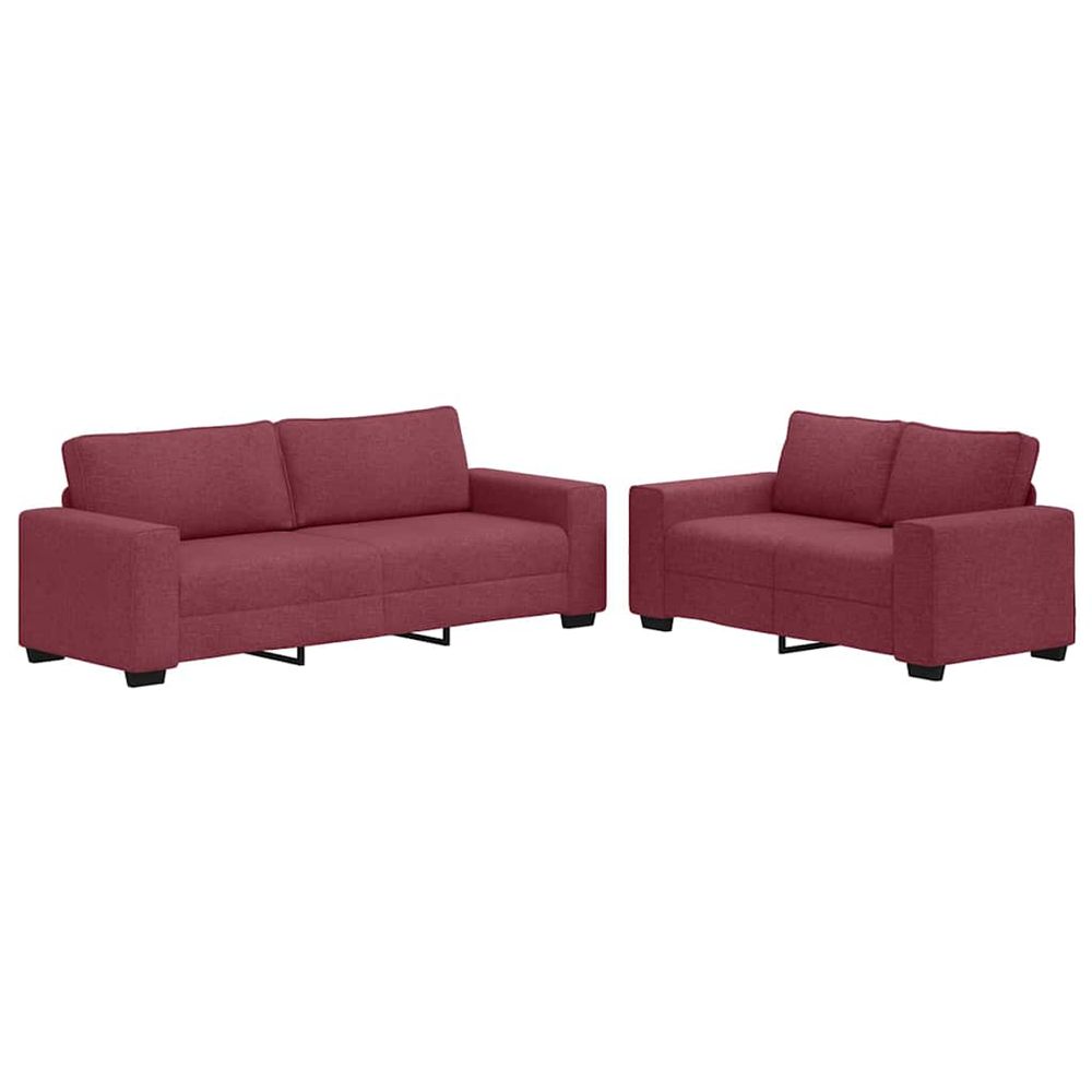 Ensemble de canapé 2 pcs avec coussins en tissu rouge bordeaux