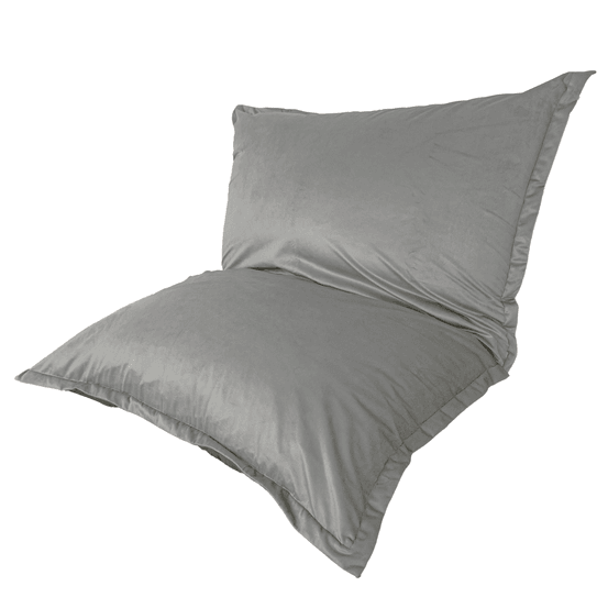 Pouf intérieur xxl - housse velours - 190x155cm - gris