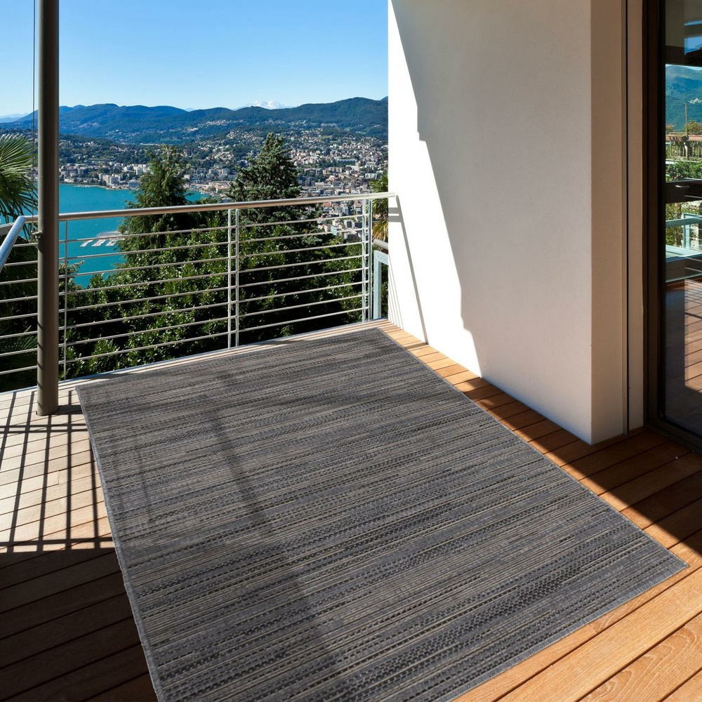 Tapis extérieur 80x150 tissé kilim gris et marron lyn45 sunsau