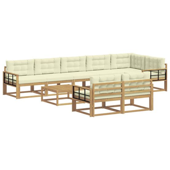 Ensemble de canapés d'extérieur 9 pc blanc et crème polyester