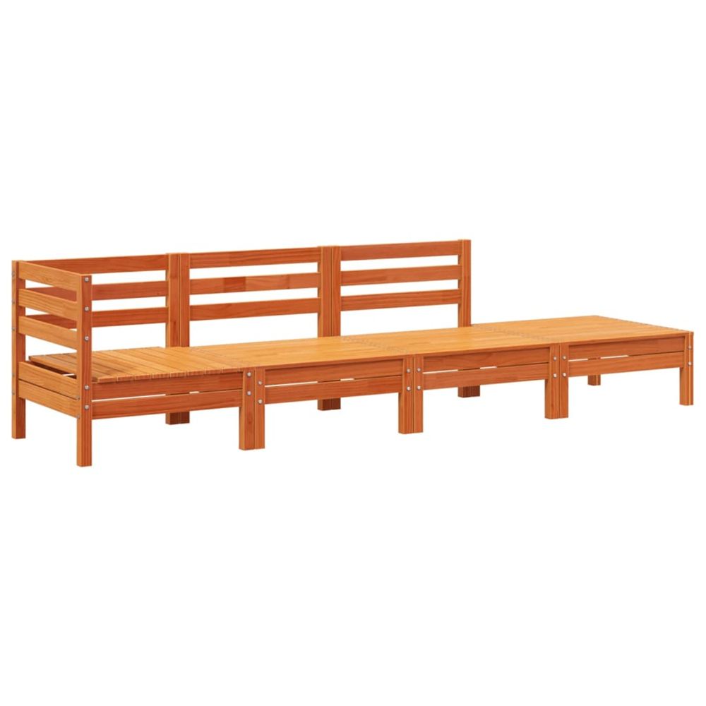 Garden lounge set 4 place brun cire solid pine wood