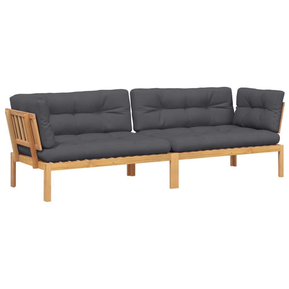 Canapés d'angle palette de jardin 2 pcs et coussins bois acacia