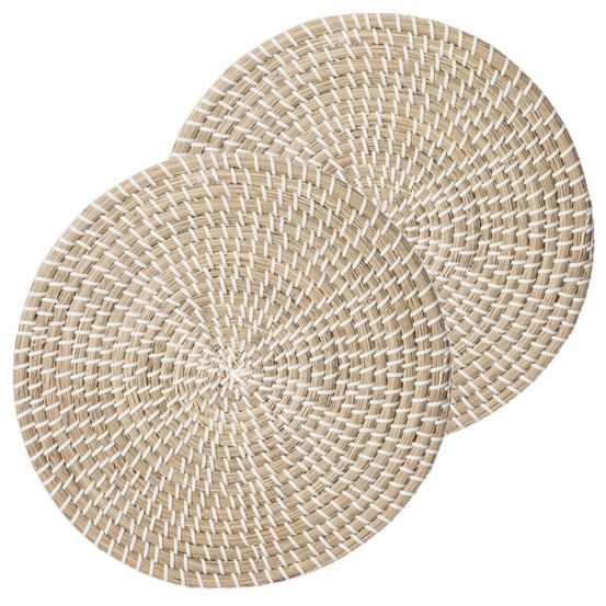 Lot de 2 sets de table en jute mood - diam. 35 cm - beige