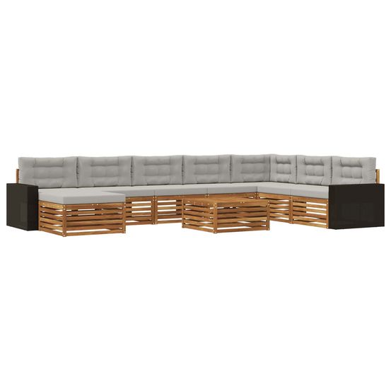 Ensemble de canapés d'extérieur 9 pc naturel et gris clair