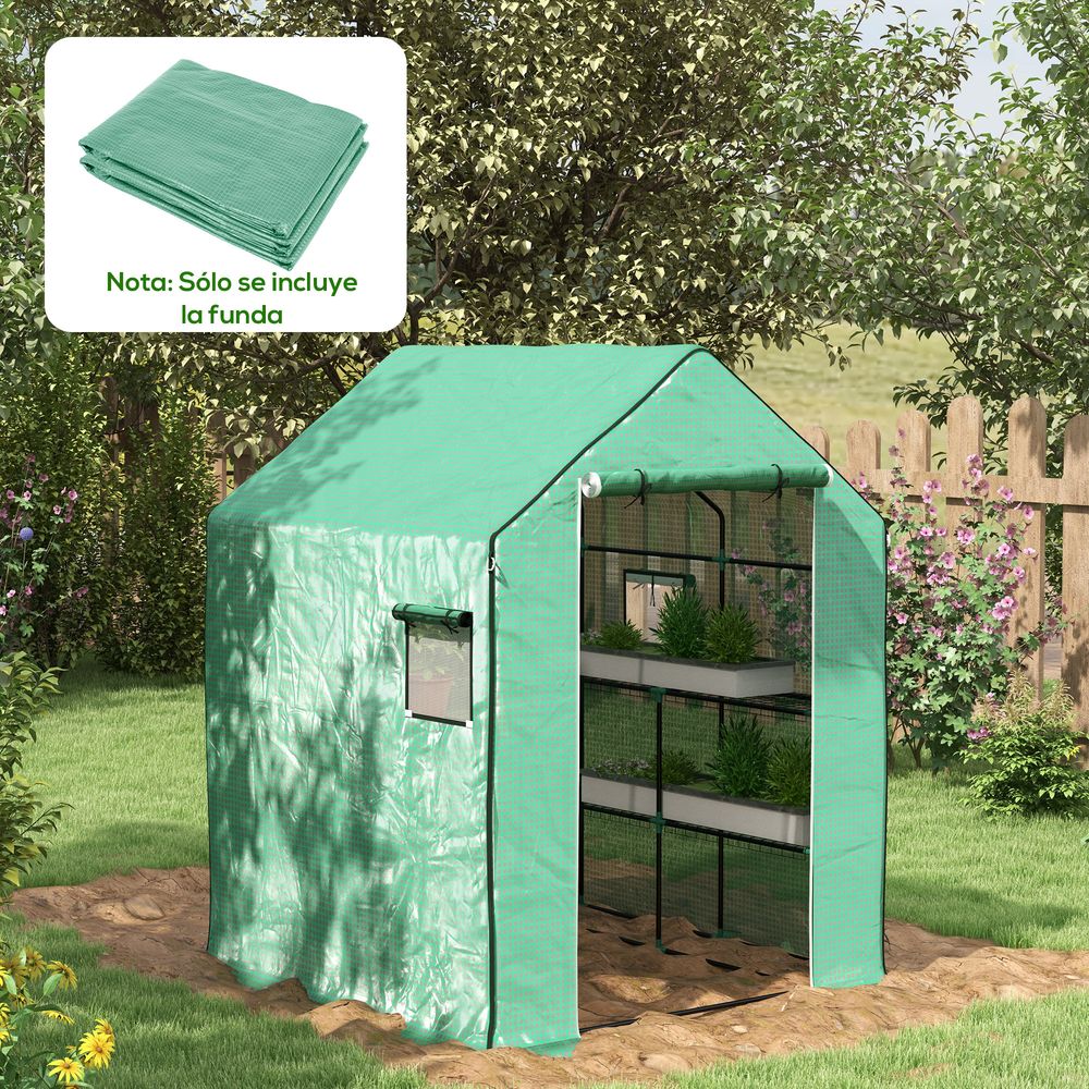 Housse de serre de remplacement pe renforcé 140 x 143 x 190 cm verte porte enroulable - comfortxl outdoor living