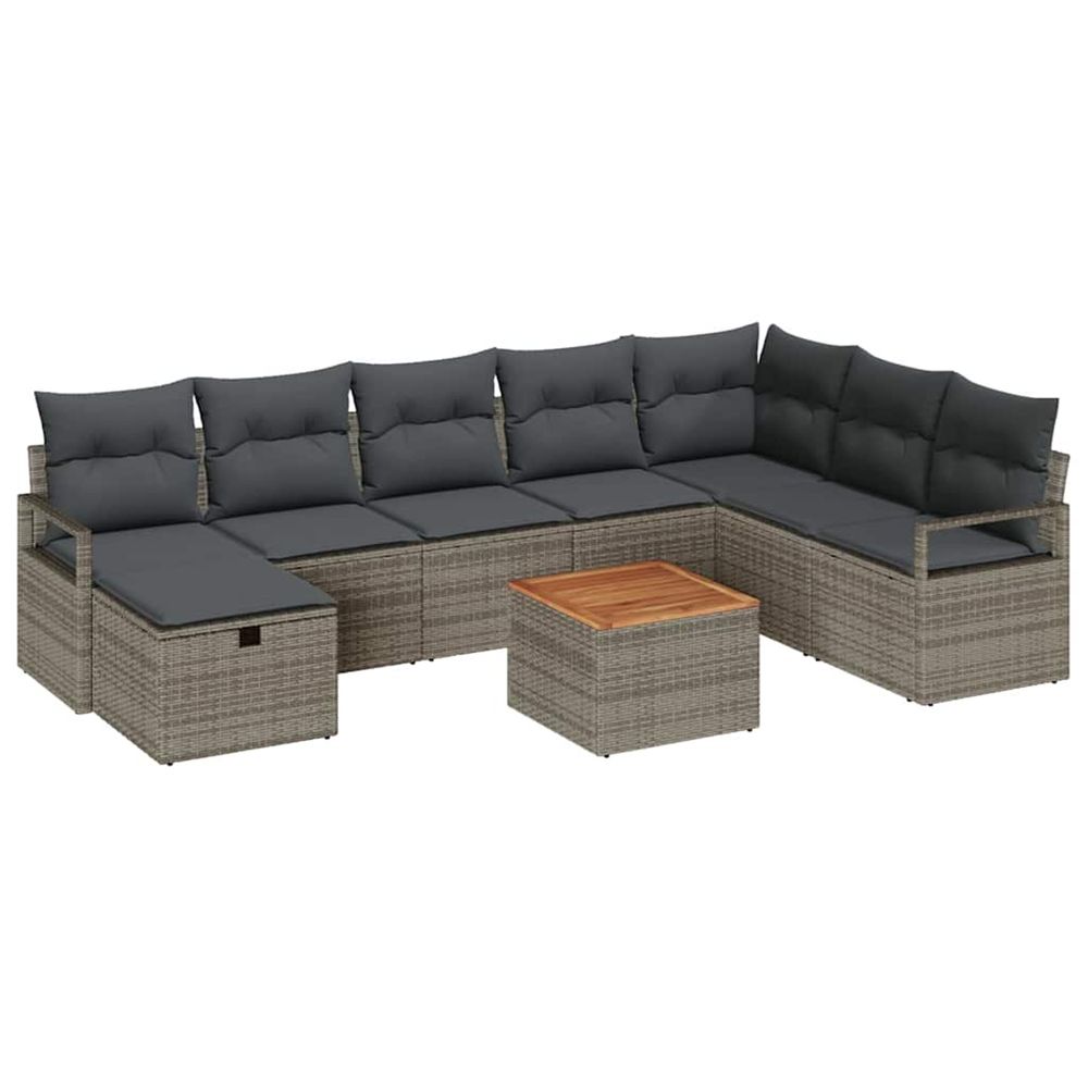 Ensemble de canapé de jardin 9 pc gris poly rotin