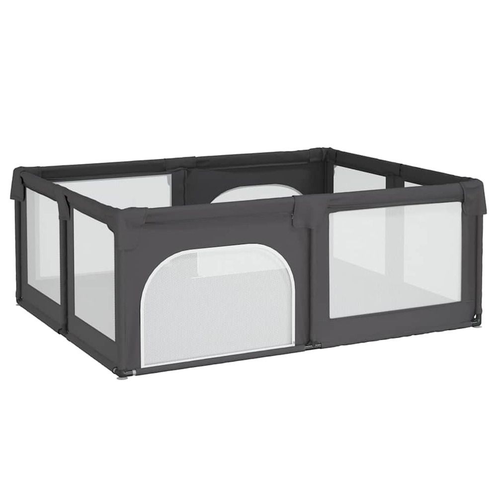Parc pour bébé avec 2 portes gris foncé tissu oxford