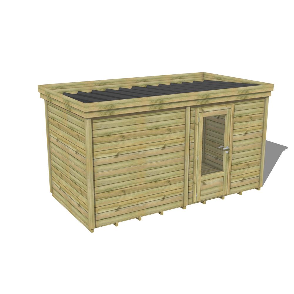 Abri de jardin bois pin traité autoclave 27mm - 4,695x2,14m / 10m2 - bac acier - plancher bois