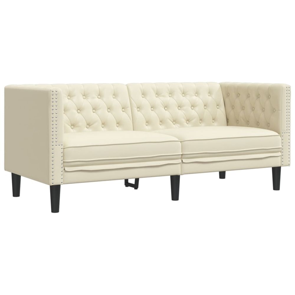 Canapé chesterfield 2 places crème similicuir