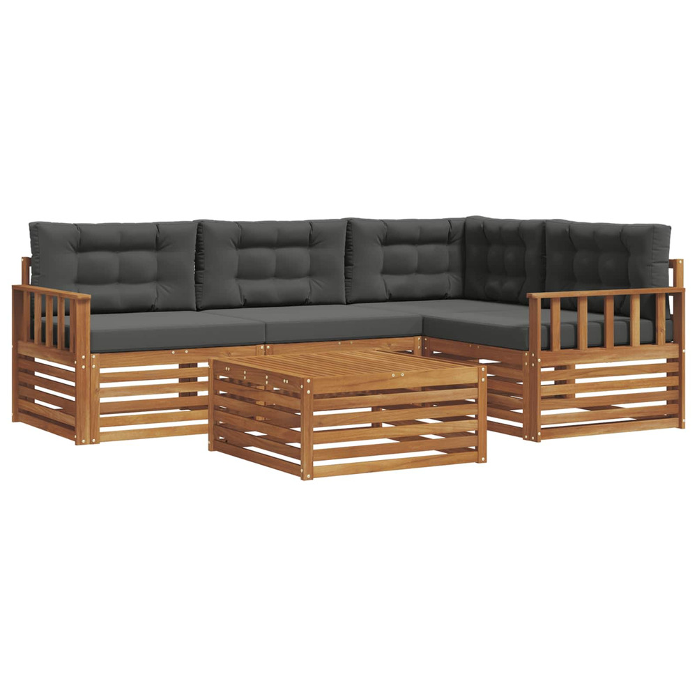 Ensemble de canapés d'extérieur 5 pcs naturel et anthracite