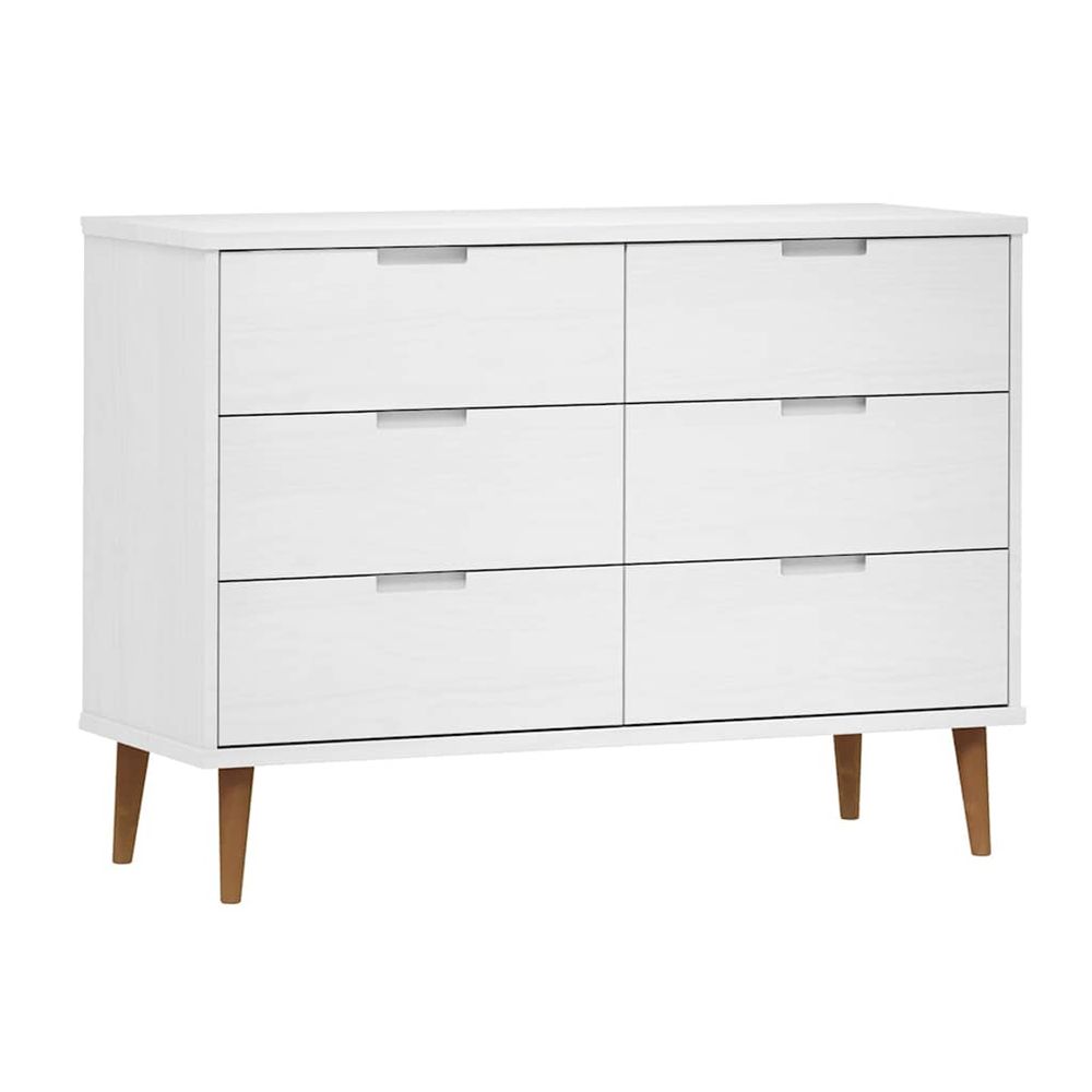 Commode molde blanc 113x40x80 cm bois de pin massif