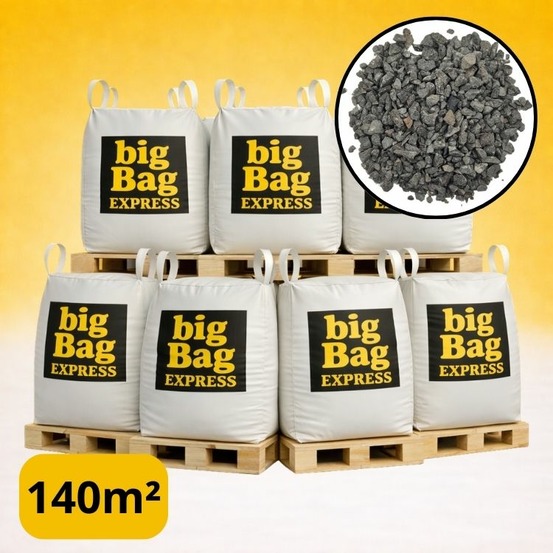 Pack 7 x big bag de +/- 1,5t ≃ 140m² gravillon “grain de riz” gris ø 2/6 mm - livraison premium