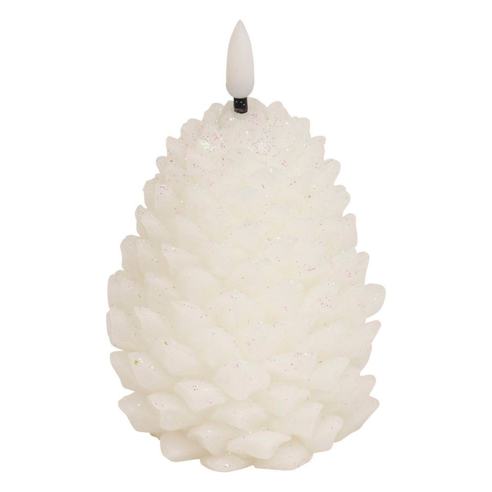 Bougie led forme pomme de pain h.13cm blanc