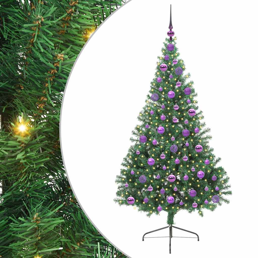 Sapin de noël artificiel pré-éclairé vert 180 cm pvc