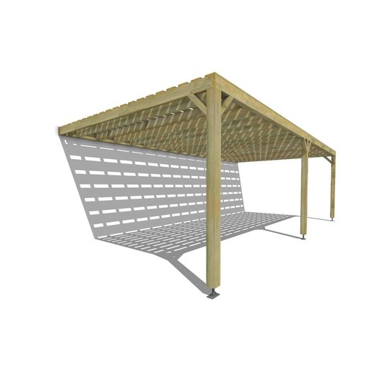 Pergola bois • 8m x 4m • adossée • sens profondeur • platelage bois • livraison comprise