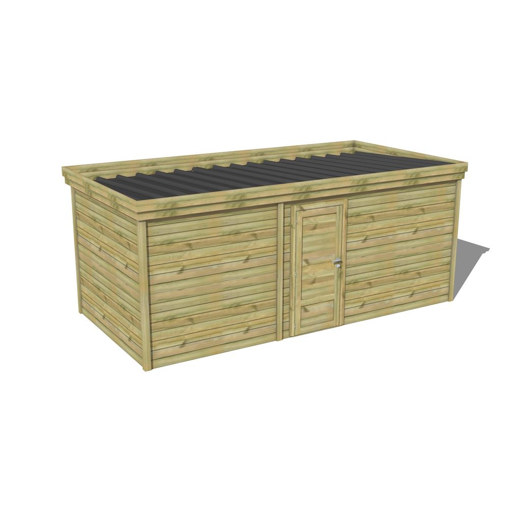 Abri de jardin bois pin traité autoclave 27mm - 5,495x2,64m / 15m2 - bac acier - abri français