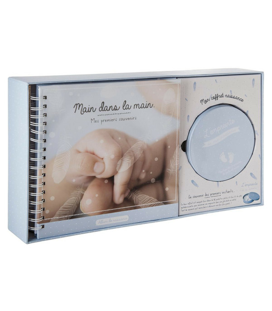 Coffret naissance album photos et boîte à empreinte