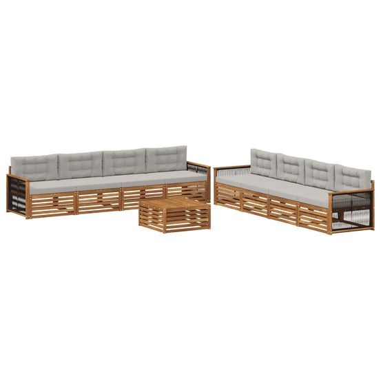 Ensemble de canapés d'extérieur 9 pc naturel et gris clair
