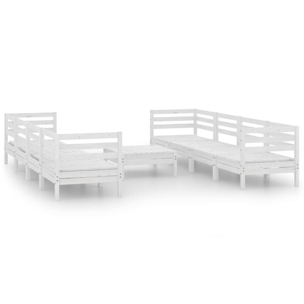 Salon de jardin meuble d'extérieur ensemble de mobilier 9 pièces blanc bois de pin massif