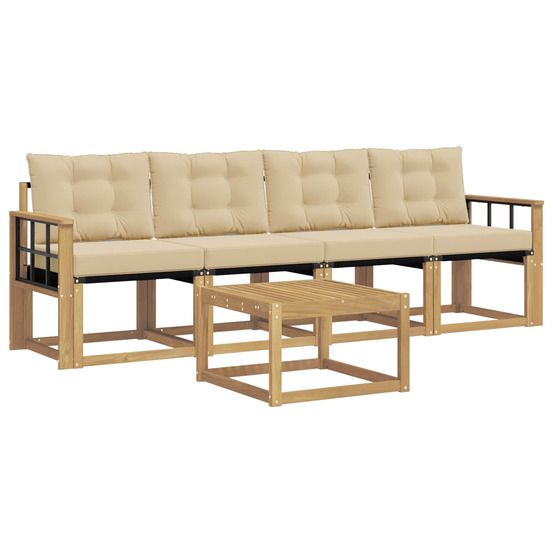 Ensemble de canapés d'extérieur 5 pc blanc et beige