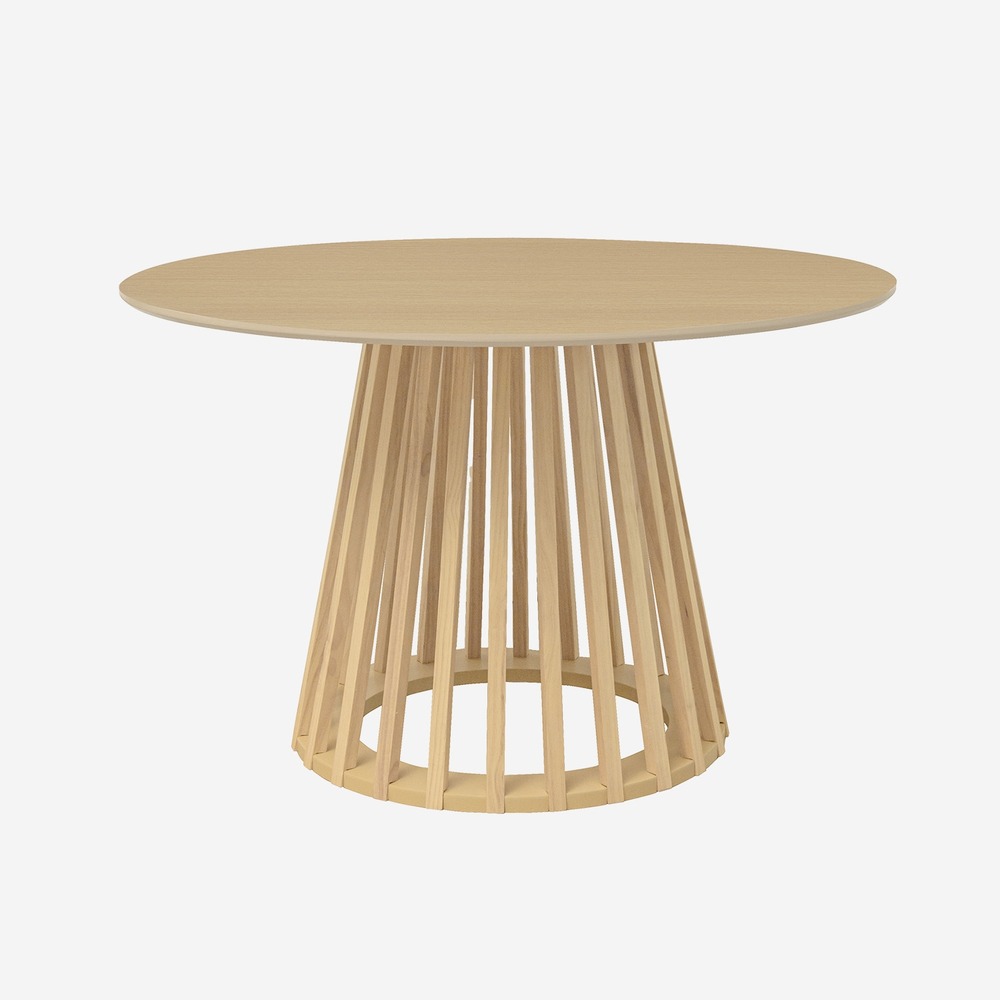 Table à manger effet bois chêne pieds bois de sapin 4 places ø120cm