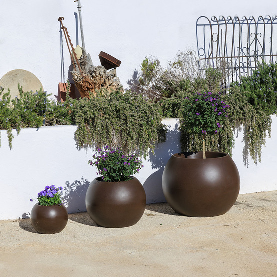 Dalia 30 Pot rond pour plantes et fleurs en polyéthylène ø30x22,5 cm pour l'extérieur et l'intérieur très résistant. Couleur bronze