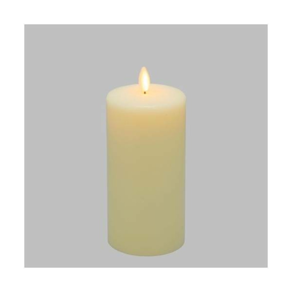 Bougie lumineuse led cylindrique en cire ivoire flamme vacillante piles 15cm timer blanc chaud lotti