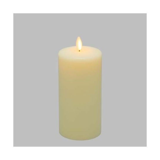 Bougie lumineuse led cylindrique en cire ivoire flamme vacillante piles 15cm timer blanc chaud lotti