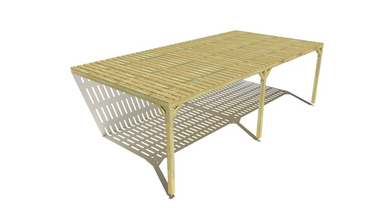 Pergola bois • 8m x 4m • adossée • sens largeur • platelage bois • livraison comprise