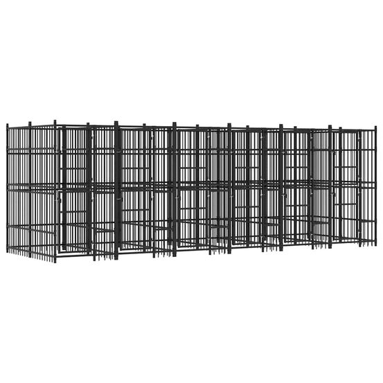 Chenil extérieur pour chien 11,06 m² en acier à barreaux pour jardin noir