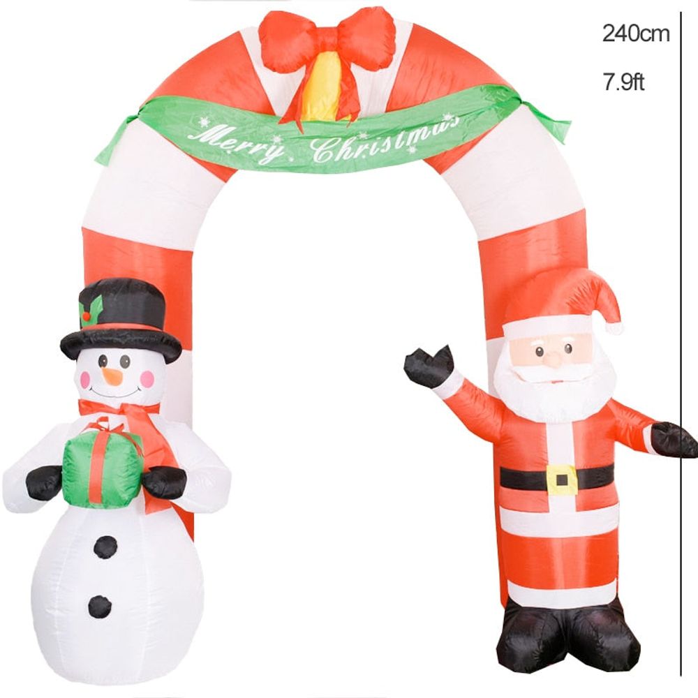 Structure de noël gonflable - arc avec père noël et bonhomme de neige