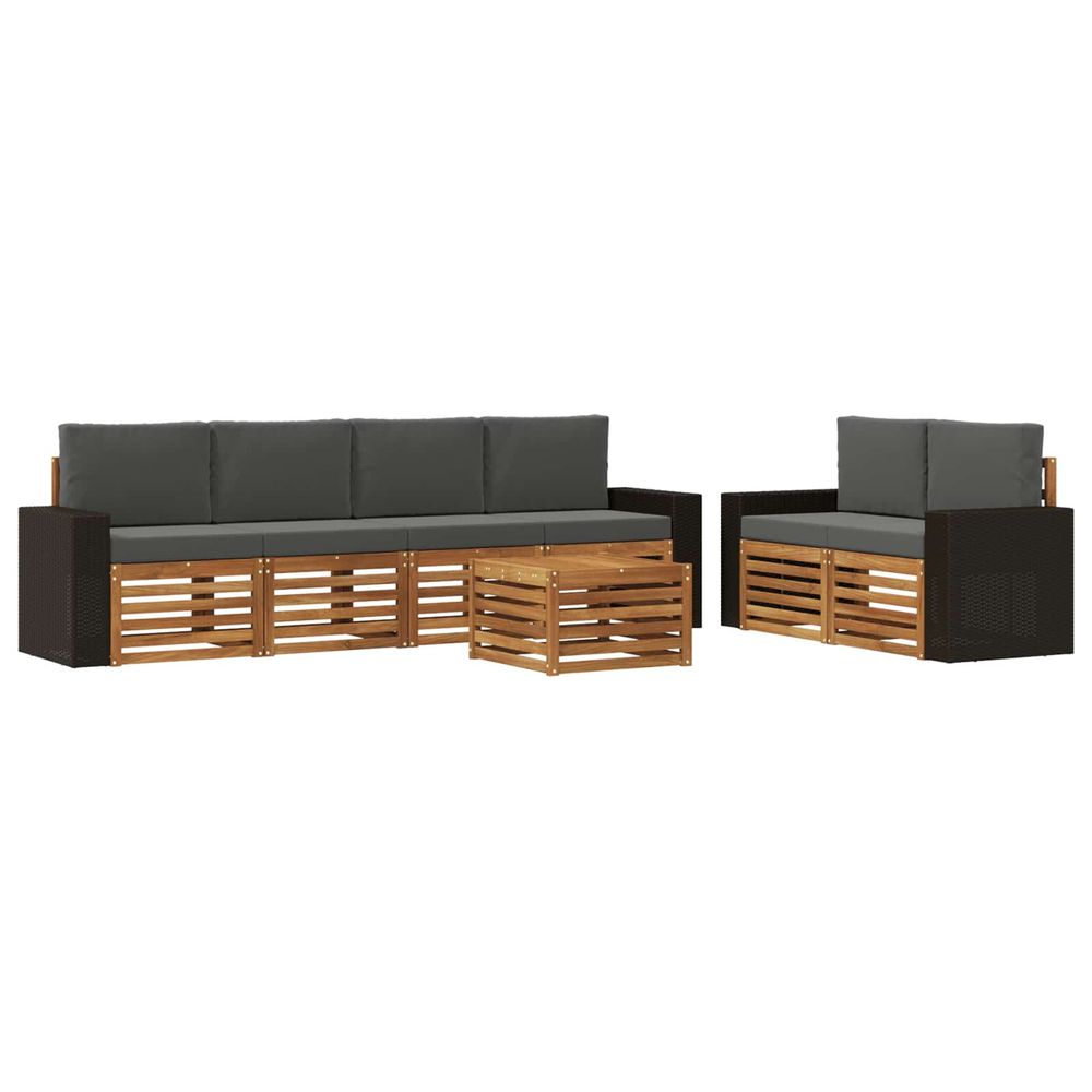 Ensemble de canapés d'extérieur 7 pc naturel et anthracite