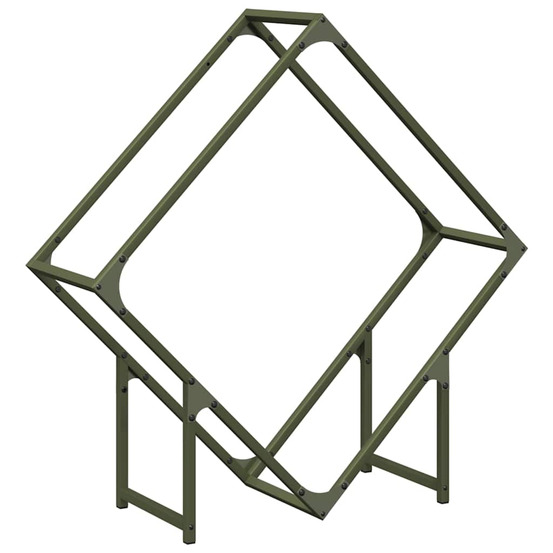 Portant de bois chauffage vert olive 80x25x80 cm