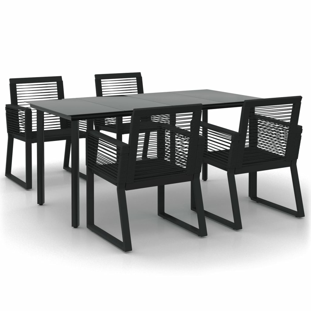 Ensemble à manger de jardin 5 pcs noir rotin pvc